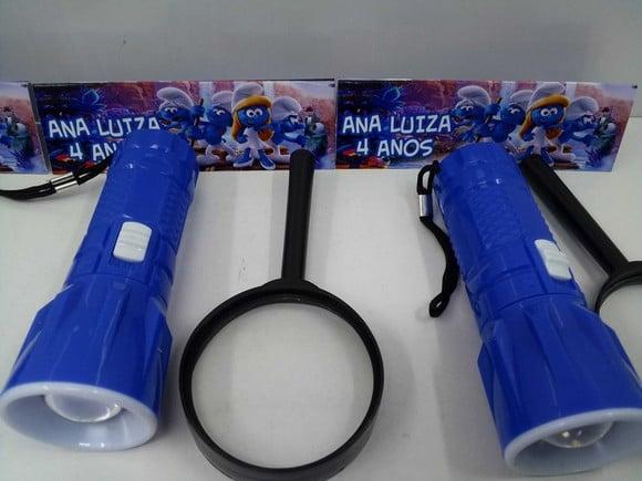 Kit Lanterna e Lupa Tema Smurfs