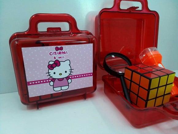 Kit Maletinha + Lupa + Lanterna + Cubo Magico Hello Kitty