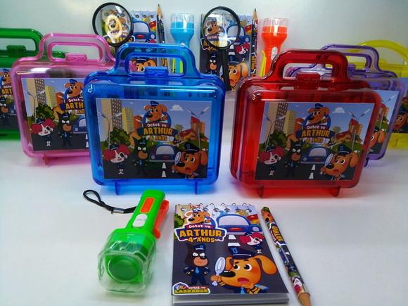 Kit Maletinha + Lupa + Lanterna +bloquinho e Mini Lapis