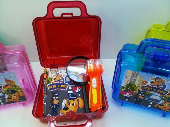 Kit Maletinha + Lupa + Lanterna +bloquinho e Mini Lapis