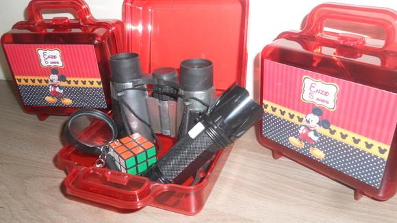 Kit Maletinha Binoculo Prata + Lupa + Lanterna + Lupa + Cubo