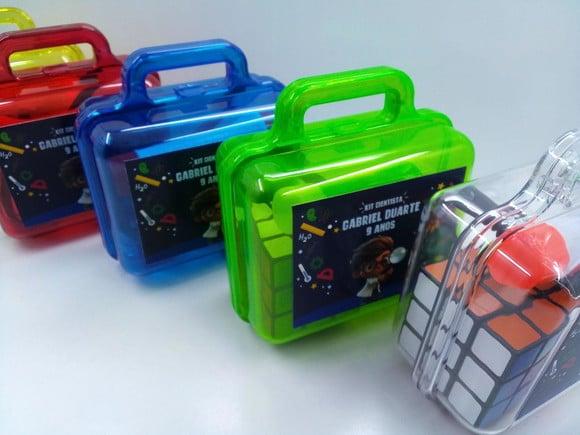Kit Maletinha Cientista + Lupa + Lanterna + Cubo Magico