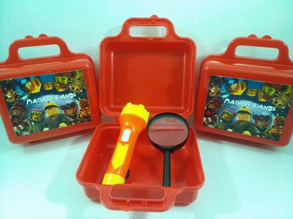 Kit Maletinha Plástica + Lupa + Lanterna Roblox