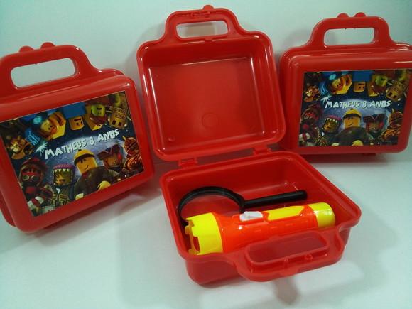 Kit Maletinha Plástica + Lupa + Lanterna Roblox