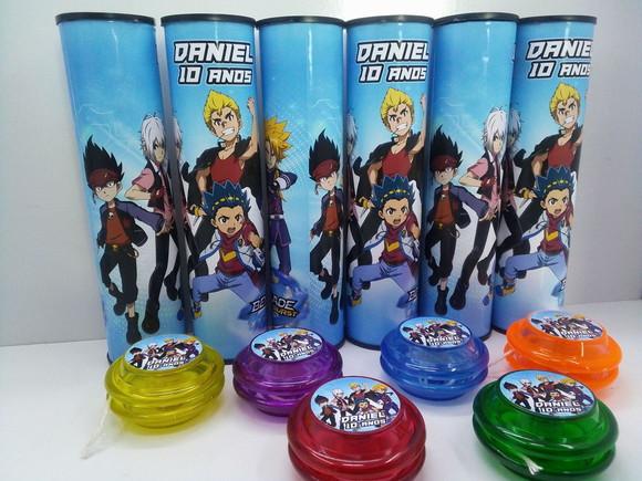 Kit Pega Varetas e Ioio Personalizado Tema Beyblade