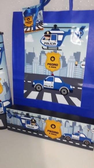 Kit Sacolinha + Domino + Pega Varetas Tema Policia
