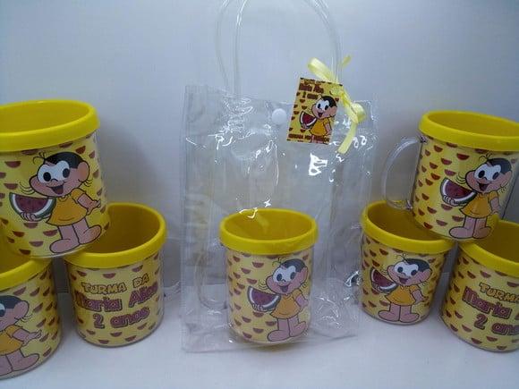 Kit Sacolinha+caneca Acrilica para Foto Tampa de Rosquear