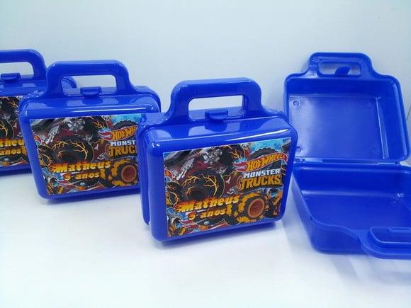 Maletinha Plastica Personalizada Hot Wheels Monster Trucks