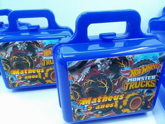 Maletinha Plastica Personalizada Hot Wheels Monster Trucks