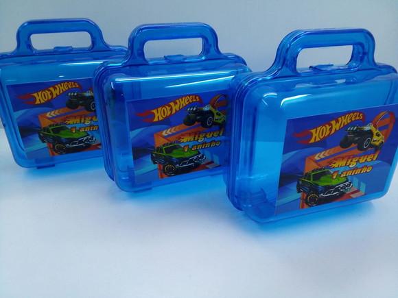 Maletinha Plastica Personalizada Tema Hot Wheels