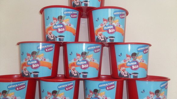 Lembrancinha Mundo Bita Balde de Pipoca 1,5l Personalizado
