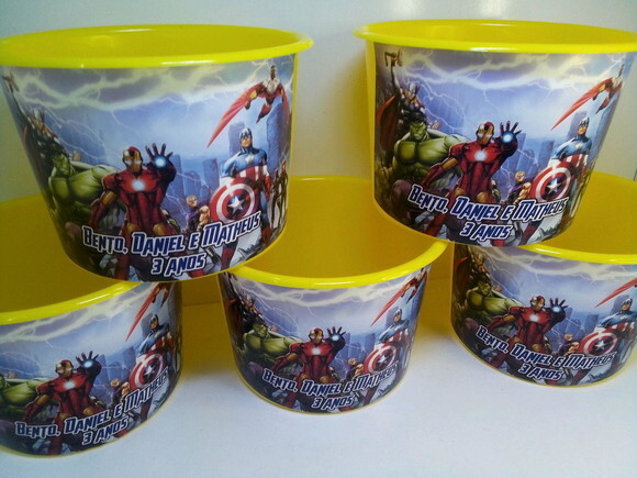 Lembrancinha Vingadores Super Heróis Balde de Pipoca 1,5l
