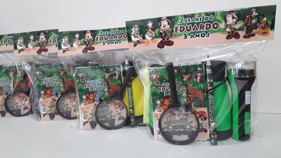 Kit Binoculo + Lanterna + Lupa + Bloquinho + Mini Lápis