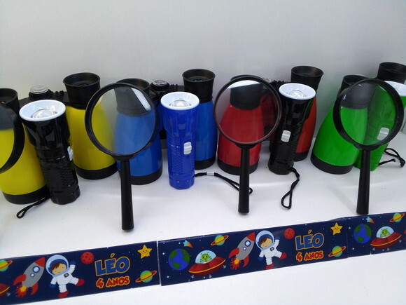 Kit Binoculo + Lanterna + Lupa Tema Astronauta