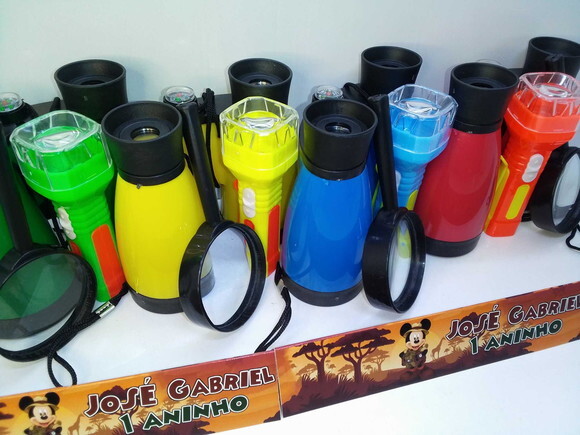 Kit Binoculo + Lanterna + Lupa Tema Mickey Safari