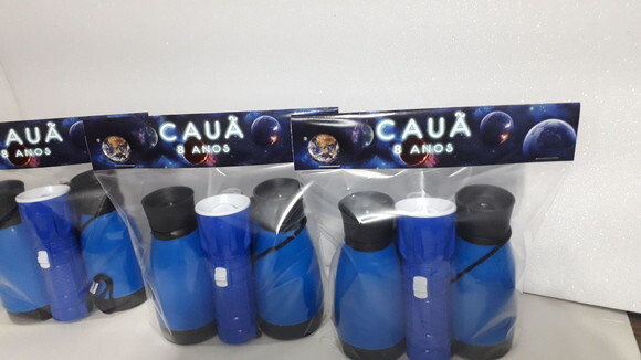 Kit Binoculo e Lanterna Tema Espaço