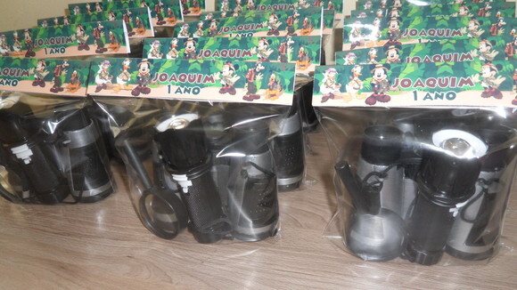 Kit Binoculo Prata + Lanterna + Lupa Mickey Safari