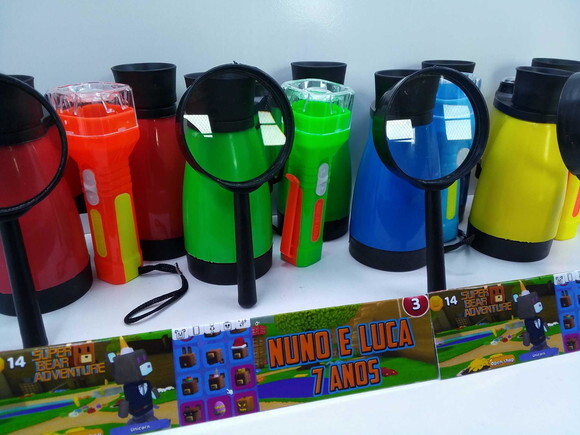 Kit Binoculo Prata + Lanterna + Lupa Super Bear Adventure