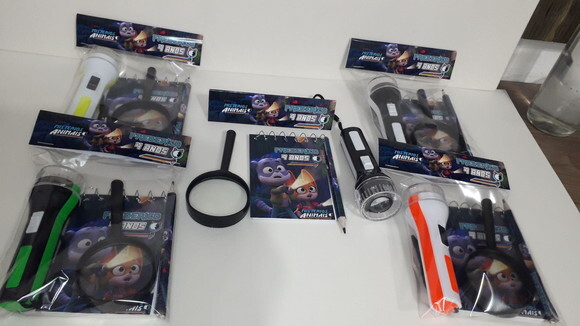 Lembrancinha Misterios Animais Kit Bloquinho + Mini Lápis + Lant