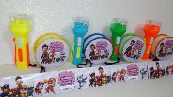 Kit Copo Retratil + Mini Lanterna Tema Patrulha Canina