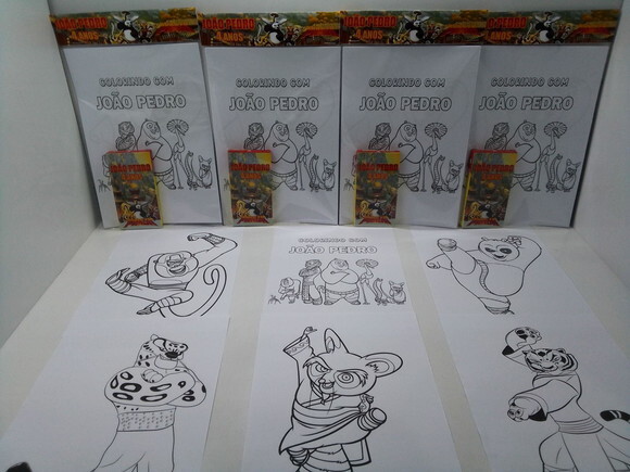 Kit de Desenhos para Colorir com Giz de Cera Kung Fu Panda