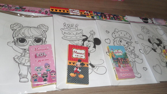 Kit de Desenhos para Colorir com Giz no Tema da Sua Festa