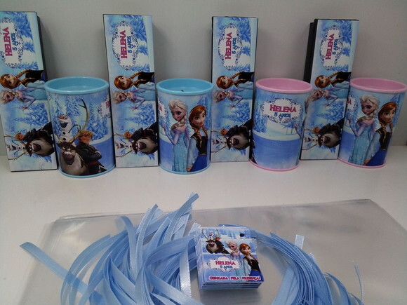 Kit Domino e Cofre Tema Frozen