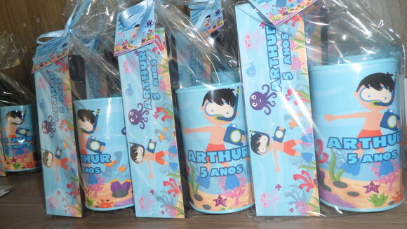 Kit Domino e Cofre Tema Fundo do Mar