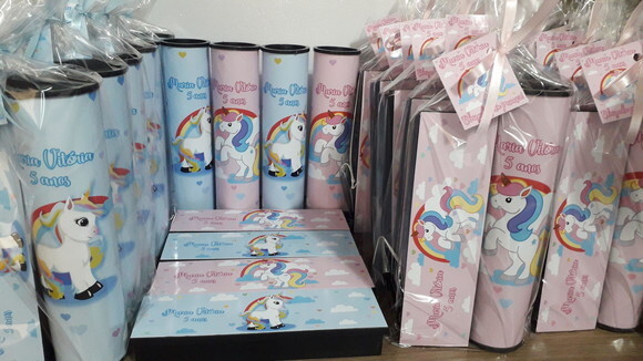 Kit Domino e Pega Varetas Personalizado Unicornio