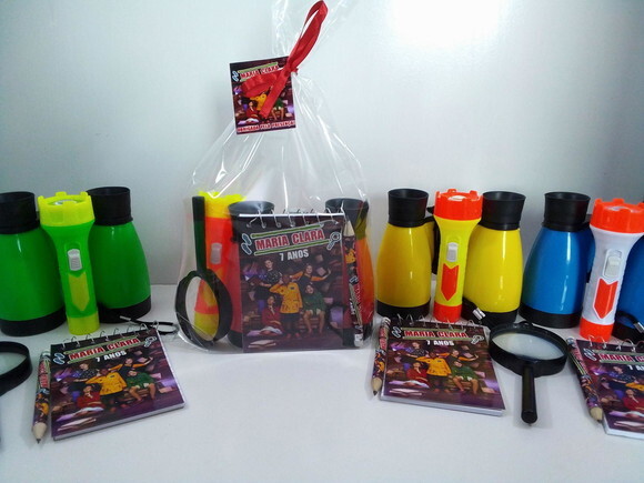 Kit Dpa Binóculo + Bloquinho + Mini Lápis + Lanterna + Lupa