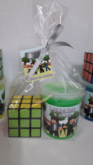 Kit Geleca + Cubo Magico Tema Minicraf