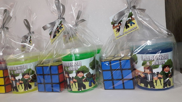 Kit Geleca + Cubo Magico Tema Minicraf
