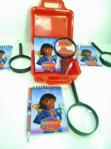 Kit Maletinha Plástica + Bloquinho+ Mini Lápis+lupa Mira