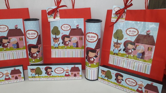 Kit Sacolinha + Domino + Pega Varetas Chapeuzinho