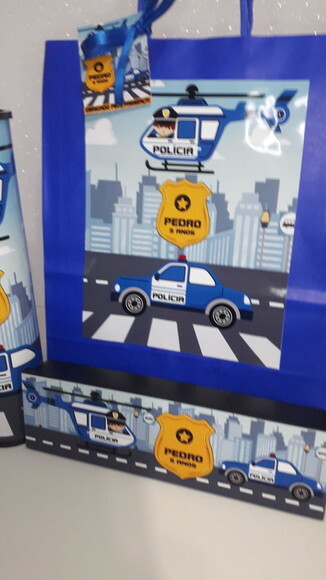 Kit Sacolinha + Domino + Pega Varetas Tema Policia