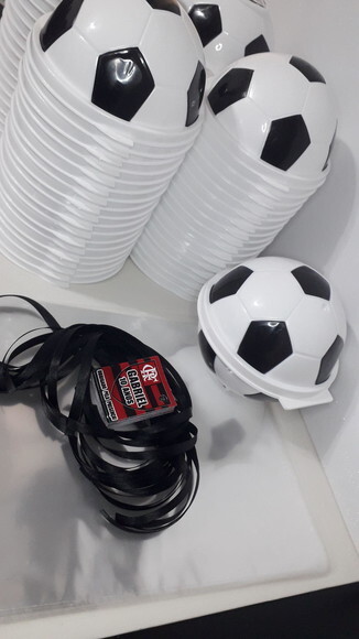 Lembrancinha Futebol Pote Bola Plasutil + saquinho + Tag personal