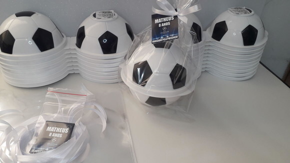 Lembrancinha Futebol Pote Bola de Futebol Plasutil Tema Futebol+ 