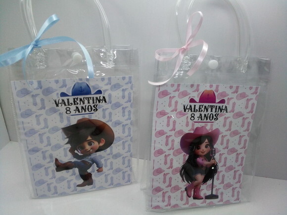 Lembrancinha Boiadeira e Boiadeiro Sacolinhas Cristal Personaliza