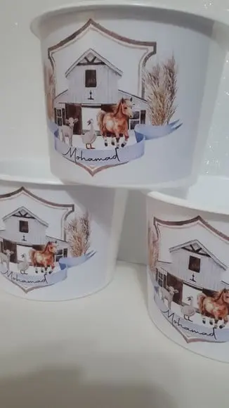 Balde de Pipoca 1,5l Personalizado Tema Fazendinha
