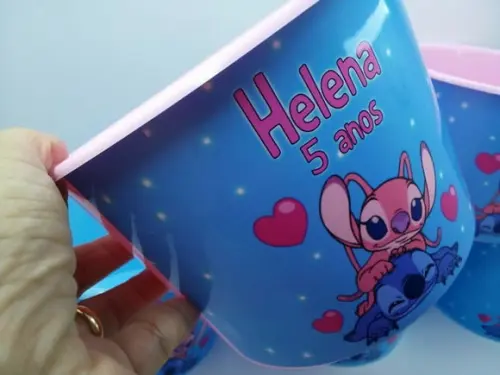 Balde de Pipoca 1,5l Tema Stitch e Angel