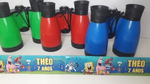 Binoculo de Plástico Colorido Zoom de 4 Vezes Bob Esponja