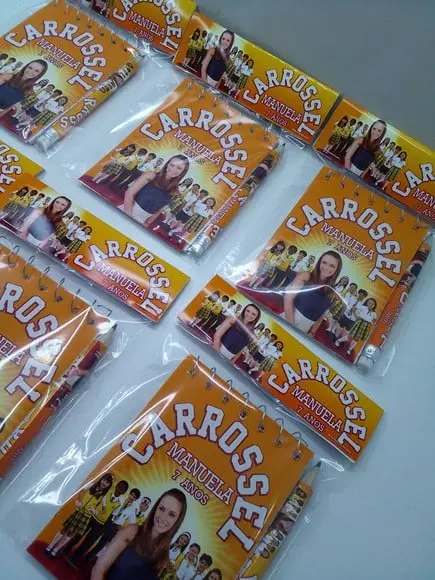 Bloquinho Mini Lápis + Lapela Tema Carrossel