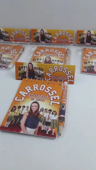 Bloquinho Mini Lápis + Lapela Tema Carrossel