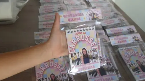 Bloquinho Mini Lápis + Lapela Tema Carrossel