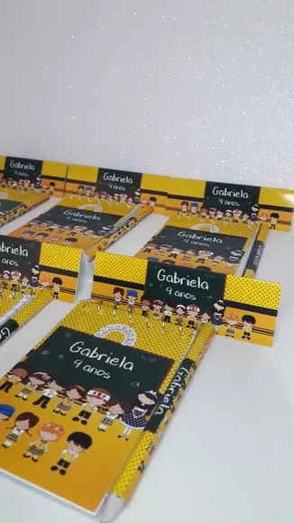 Bloquinho Mini Lápis + Lapela Tema Carrossel com Foto