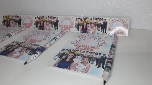 Bloquinho Mini Lápis + Lapela Tema Carrossel com Foto