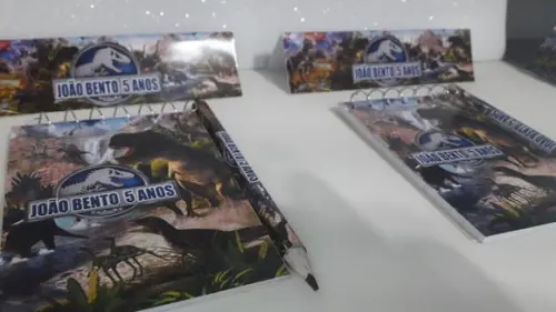 Bloquinho Mini Lápis + Lapela Tema Dinossauro
