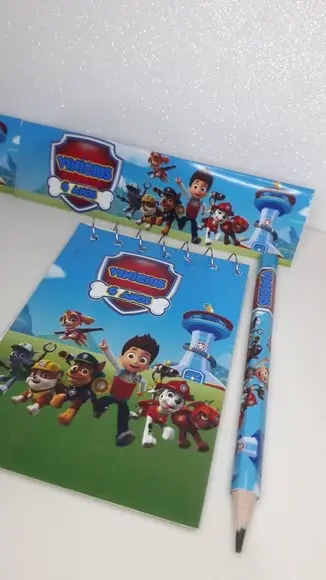 Bloquinho Mini Lápis + Lapela Tema Patrulha Canina