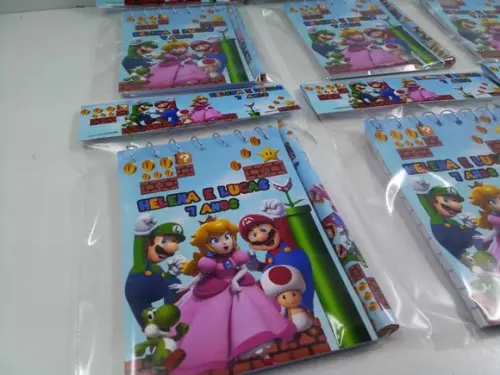 Bloquinho Mini Lápis + Lapela Tema Mario