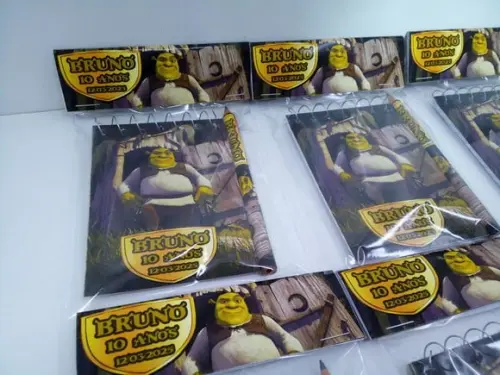 Bloquinho Mini Lápis + Lapela Tema Sherek
